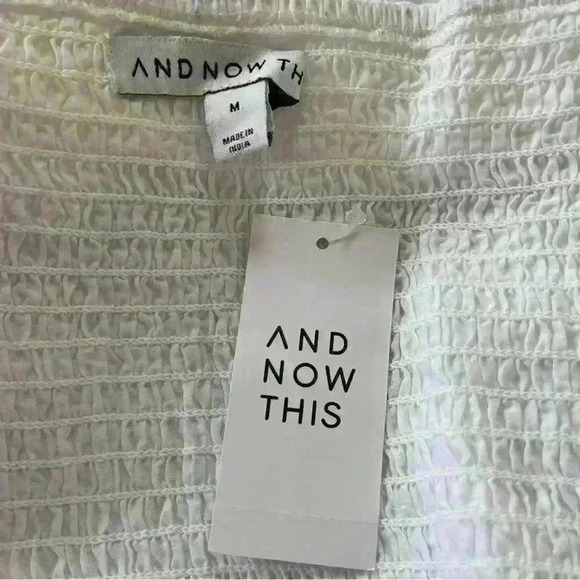 And Now This Womens Solid White Smocked Crop Top Off The Shoulder Size Medium - Picture 13 of 13